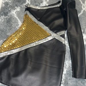 One Shouldered Leather Dress